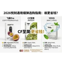 2026悦刻通用烟弹选购指南：飞雾Pro、CF至简、YOYO三款横测，谁更省钱？